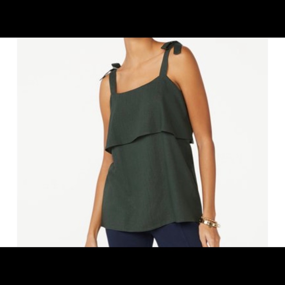 C. Wonder Women SZ Large Green Linen Blend Sleeveless Top Blouse Coastal NEW